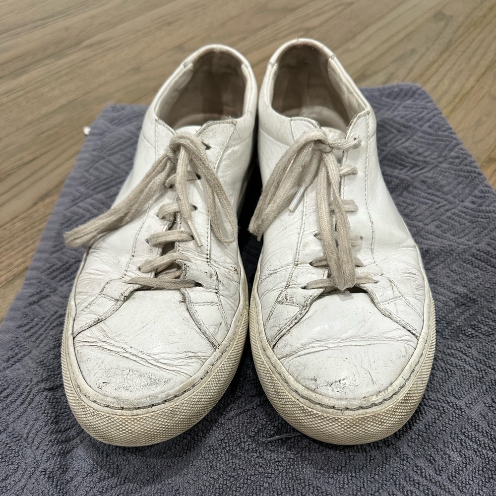 Common Projects Men's Achilles Leather Low-Top Sneakers White